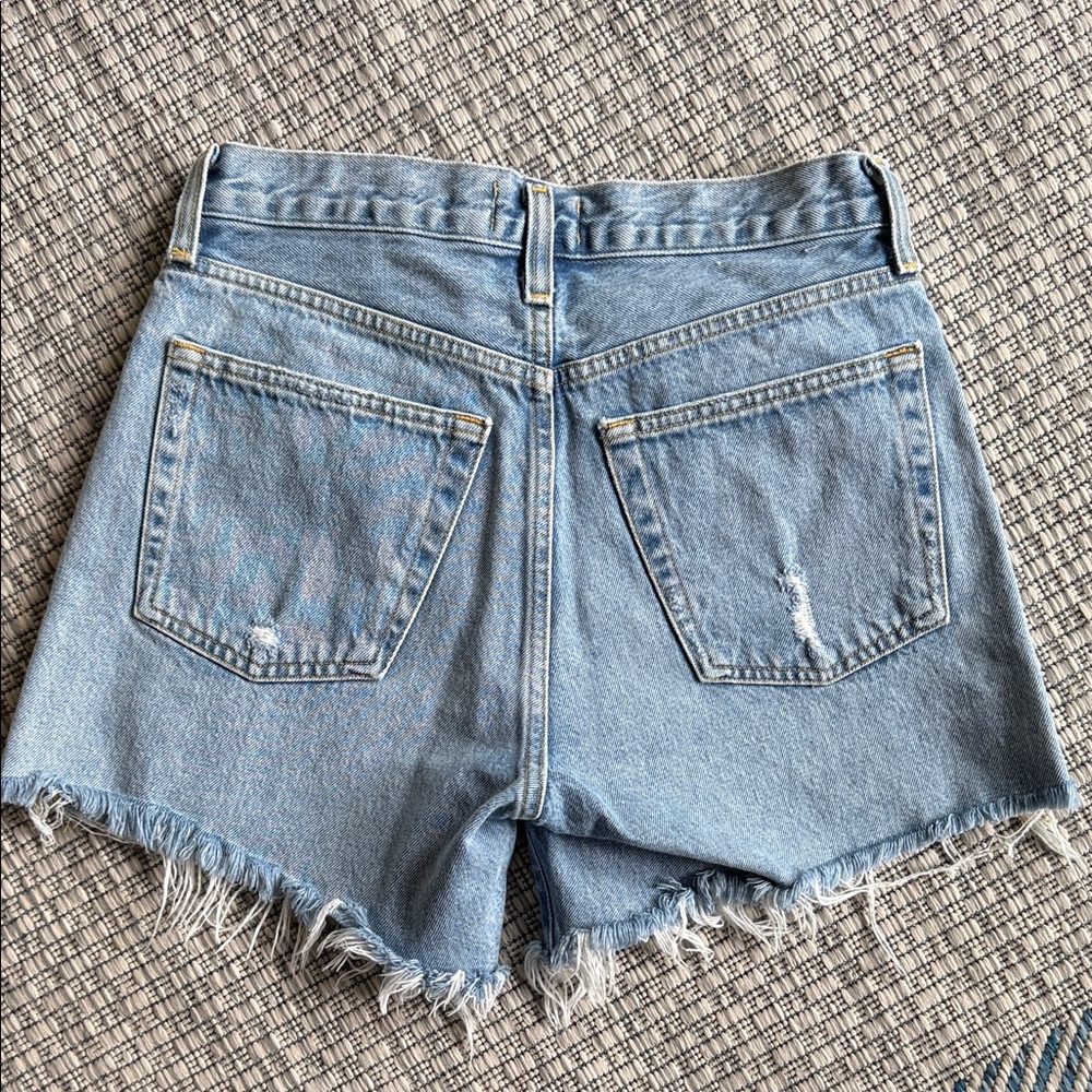Agolde Light Blue Distressed Jean Shorts - Picture 4 of 4